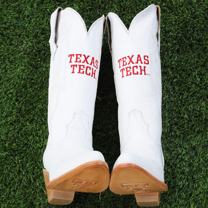 Women's Texas Tech Red Raiders All White Pointed Toe Cowgirl Boots Leighton Vaccari University