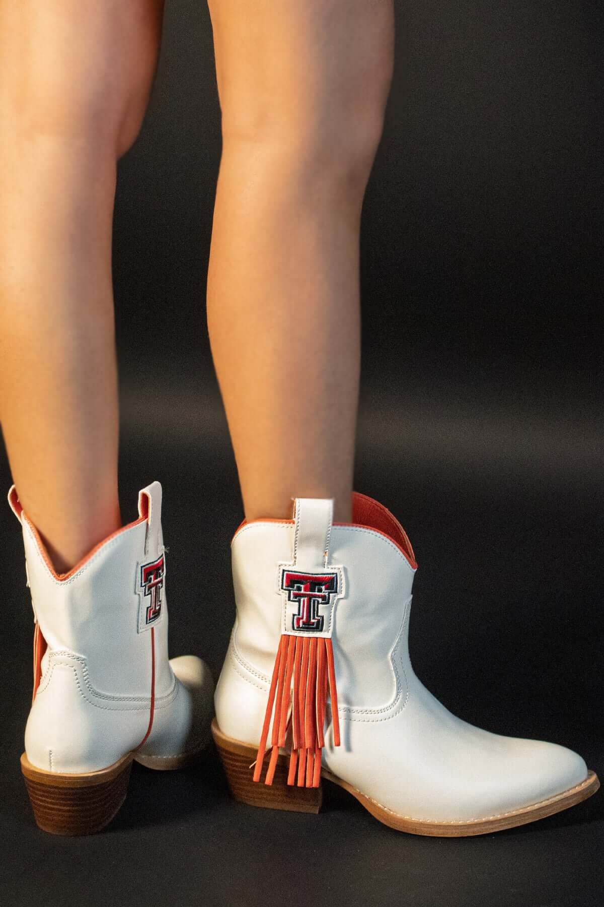 Women's Texas Tech University White Fringe Bootie Lucy by V by Vaccari