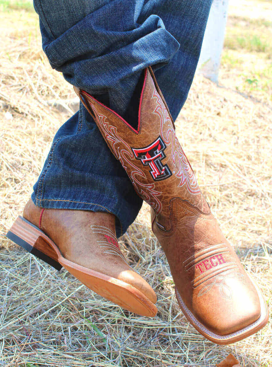 Men's Texas Tech University Tan Cowboy Boots Luke by Vaccari University
