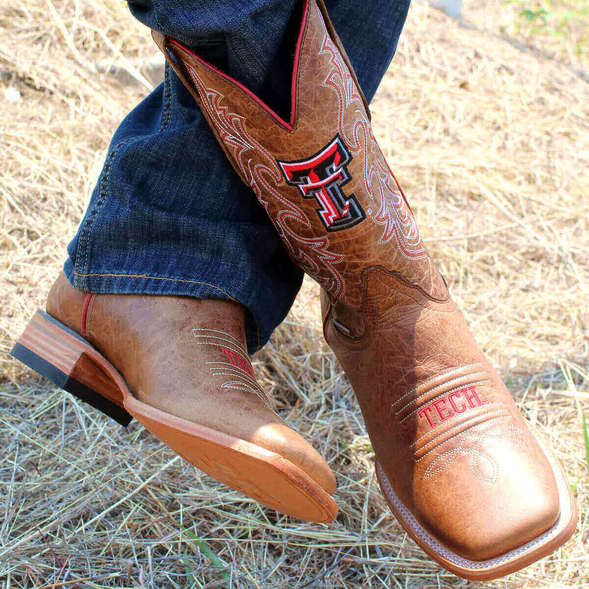 Men's Texas Tech Tan Cowboy Boots Luke by Vaccari University