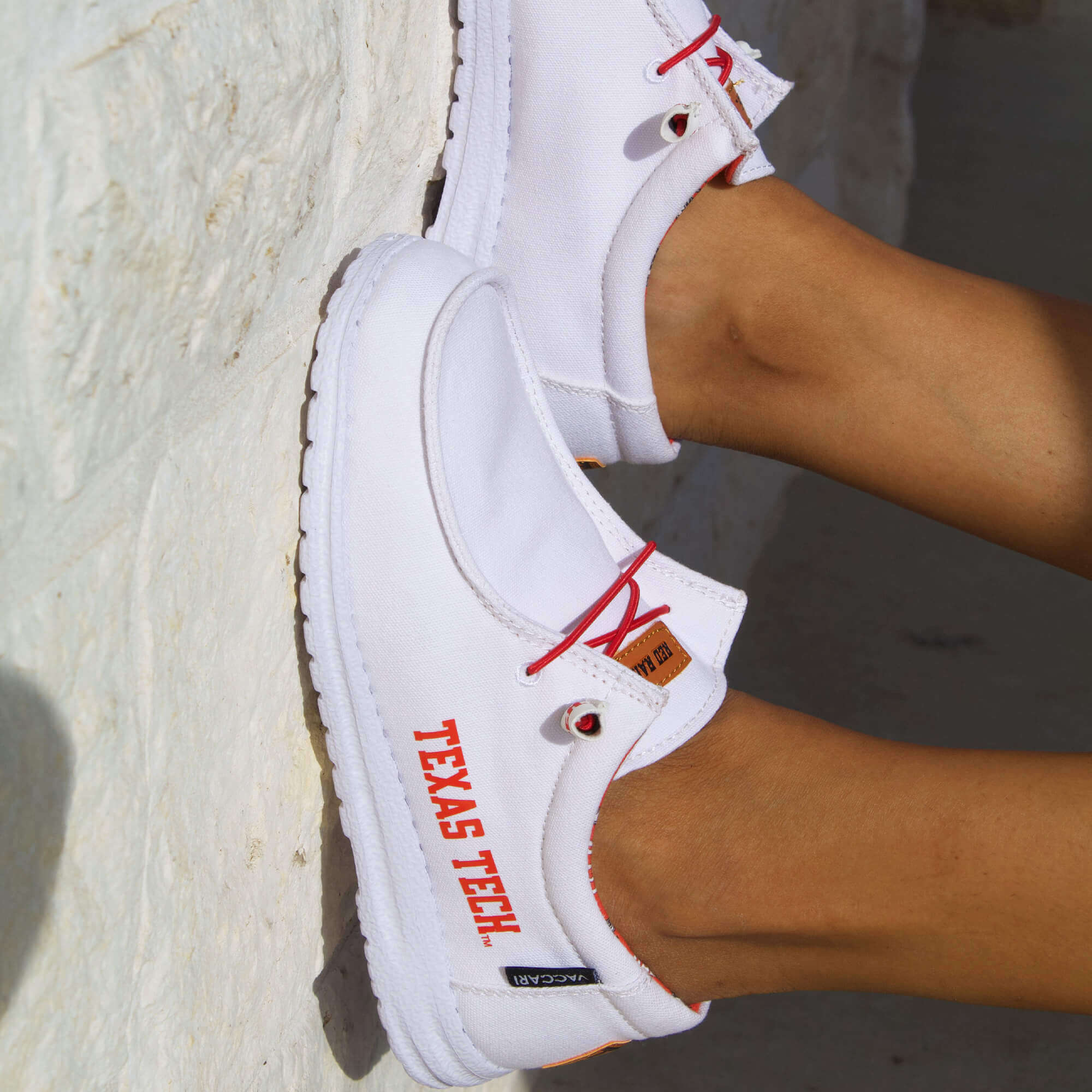 Women's Texas Tech University White Canvas Shoes by Vaccari