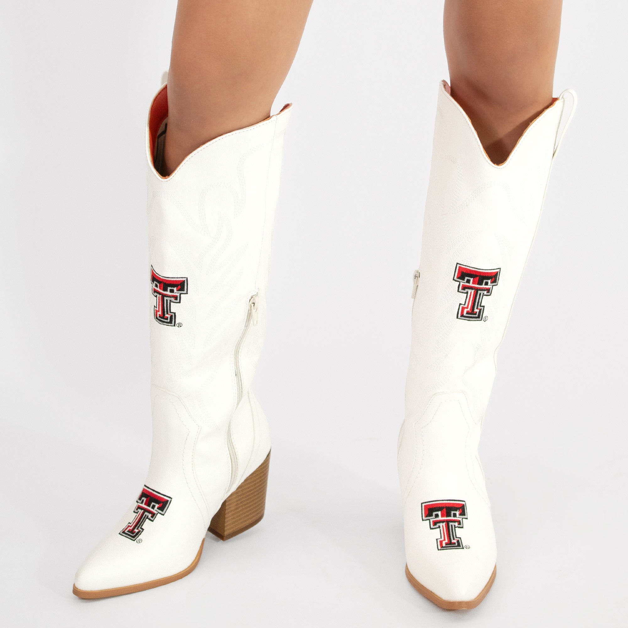 Texas Tech University Blair Tall White Boot By V By Vaccari