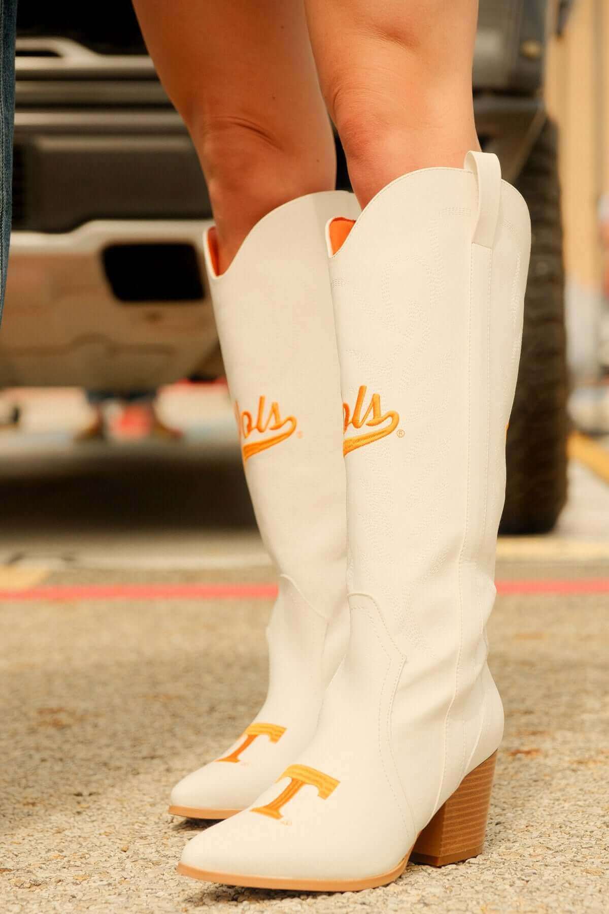 University of Tennessee Tall White Cowgirl Boots Blair by V by Vaccari