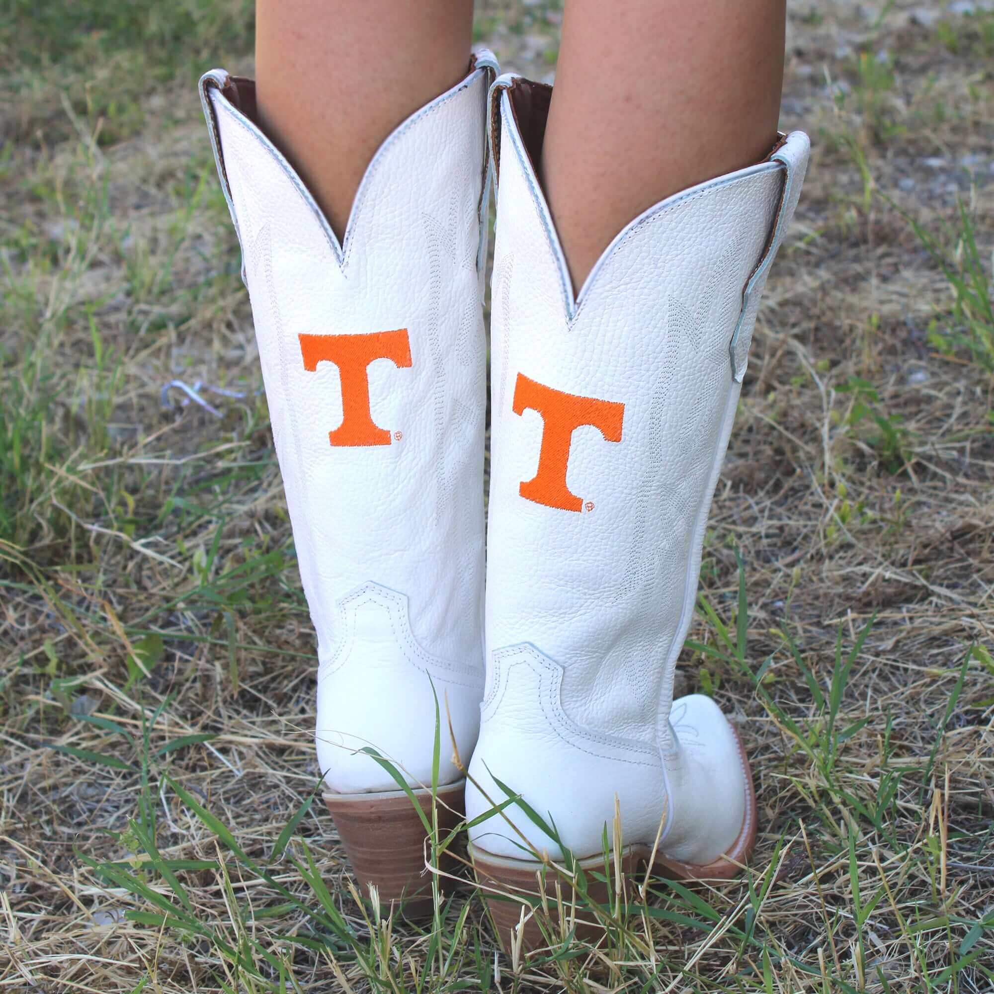 Women's University of Tennessee All White Pointed Toe Cowgirl Boots Leighton Vaccari University