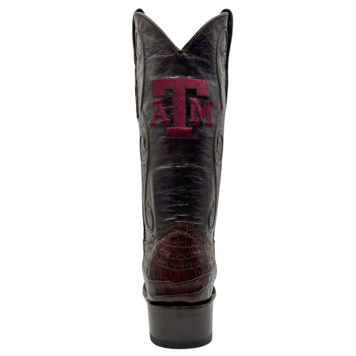 men's texas a&m aggies cowboy boots brown american alligator James round toe