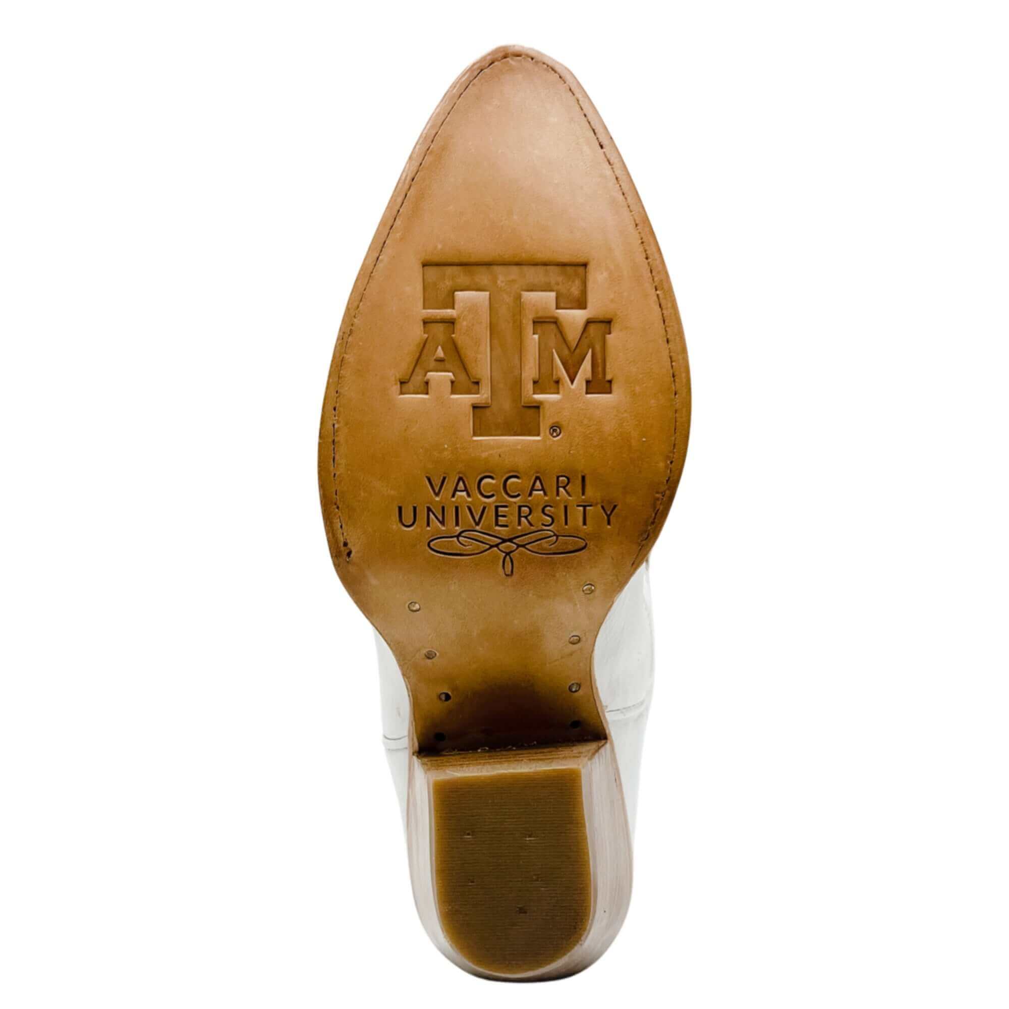 Women's Texas A&M Aggies All White Pointed Toe Cowgirl Boots Leighton Vaccari University