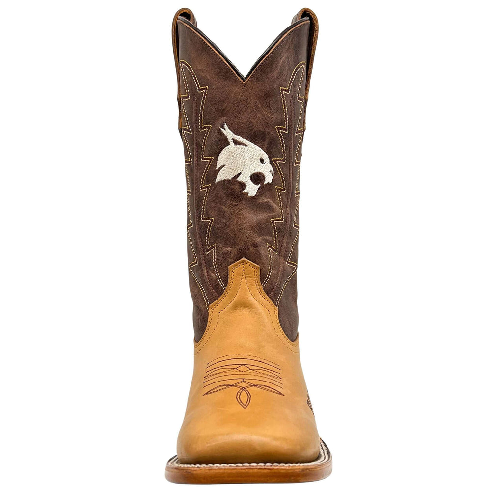 Men's Texas State University Bobcats Tan/Mocha Broad Square Cowboy Boots Weston by Vaccari