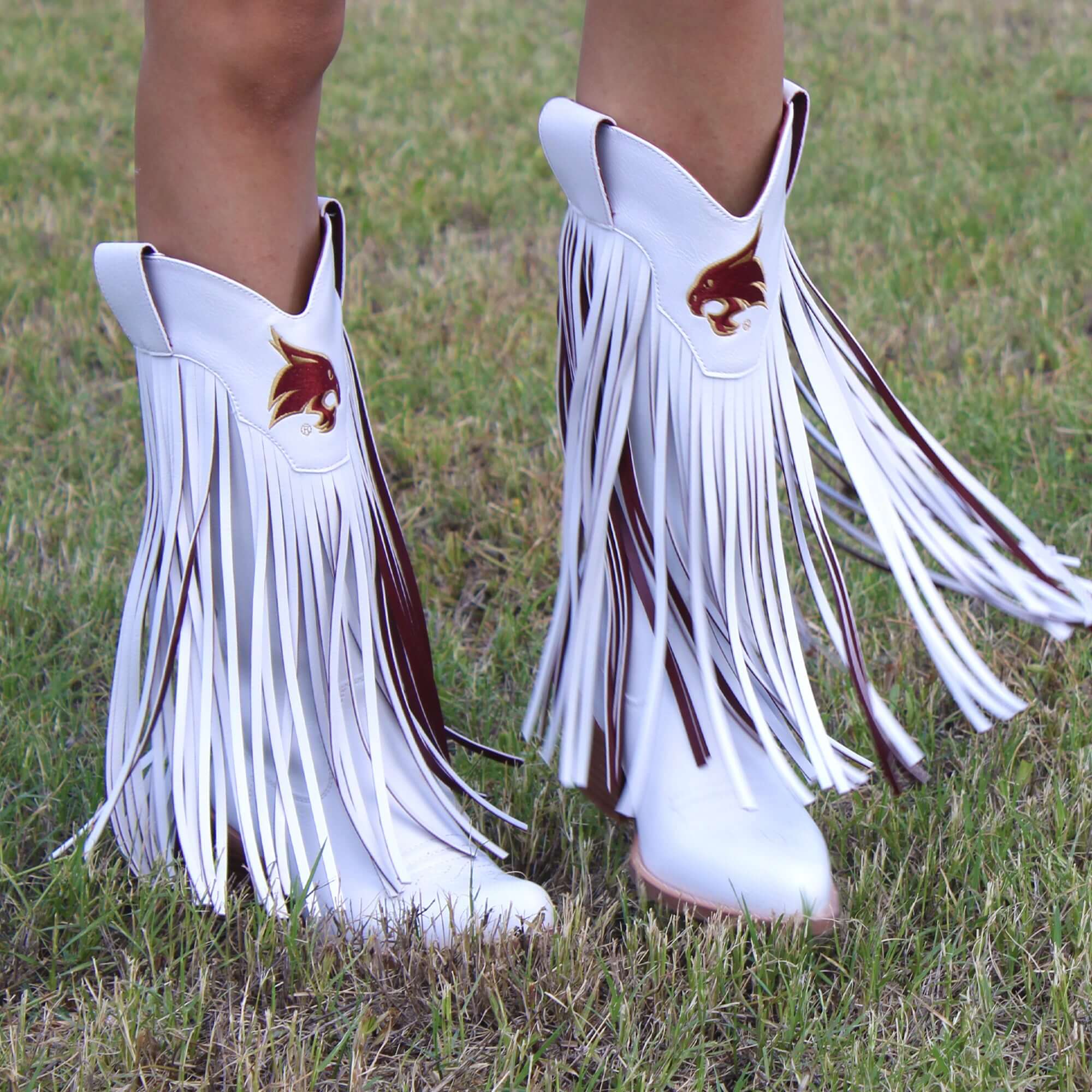 Texas State University Kacey White Fringe Boot By V By Vaccari