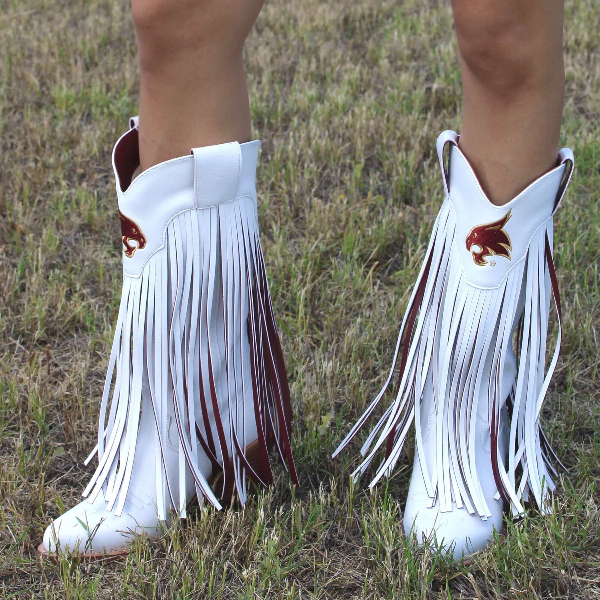 Texas State University Kacey White Fringe Boot By V By Vaccari