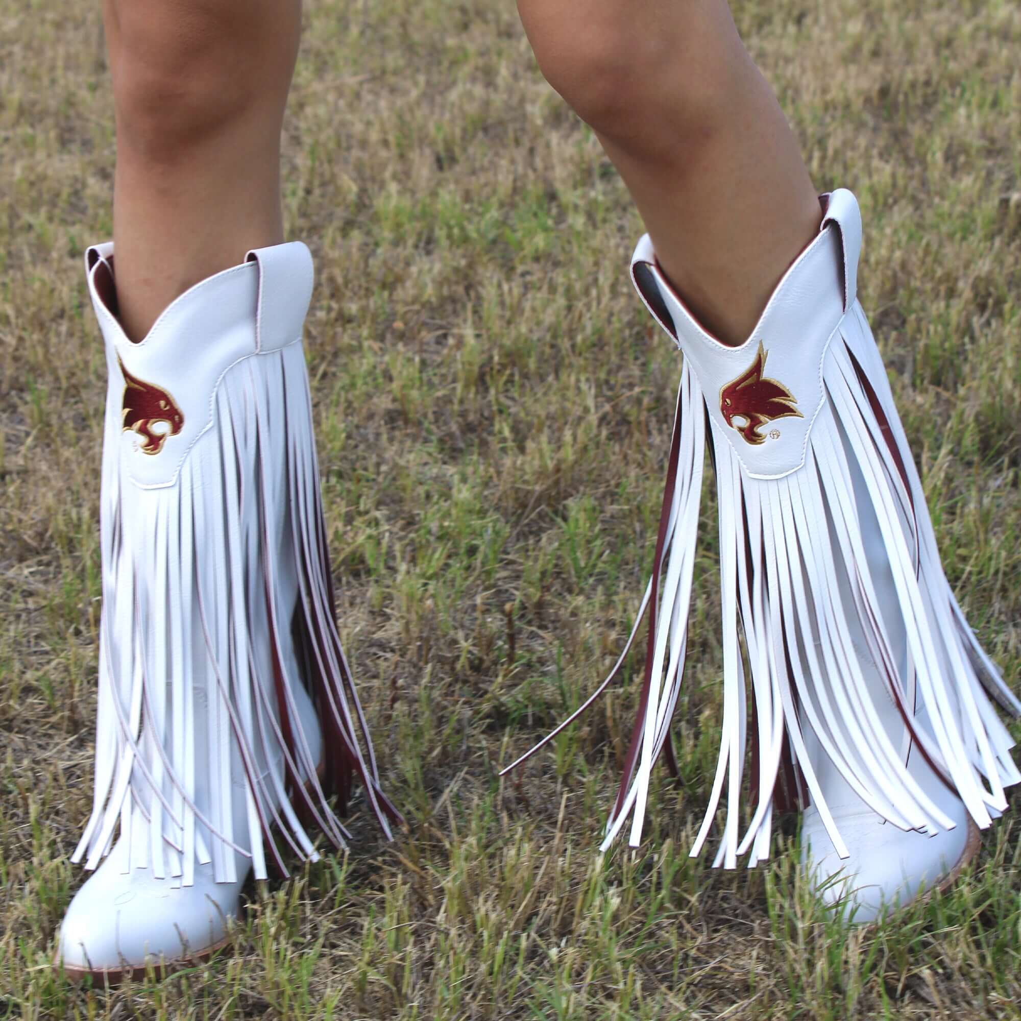 Texas State University Kacey White Fringe Boot By V By Vaccari