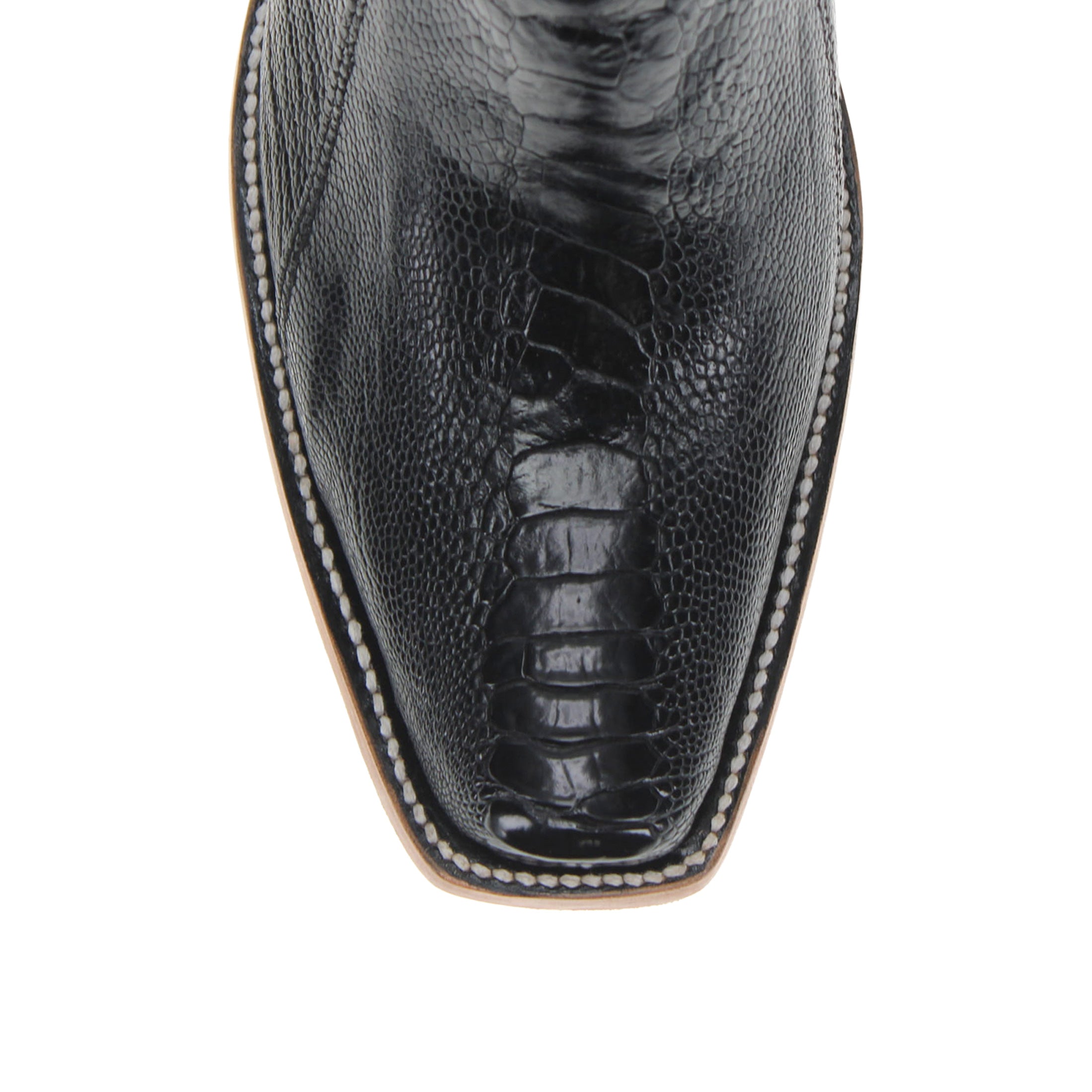 Men's Black Ostrich Leg JW Toe Cowboy Boots Leo by Vaccari