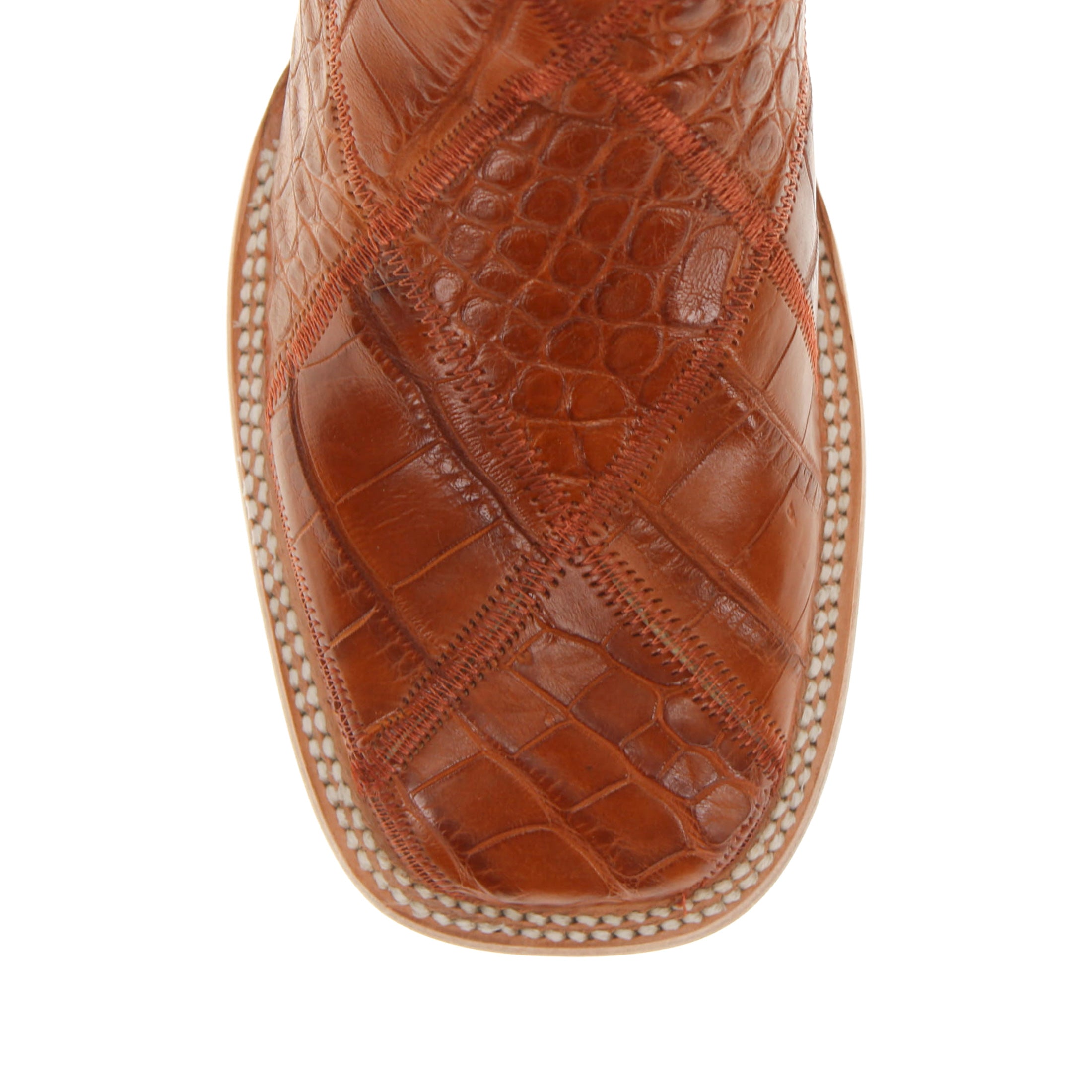 Men's Cognac Patchwork Alligator Belly Square Toe Cowboy Boots Bryan by Vaccari