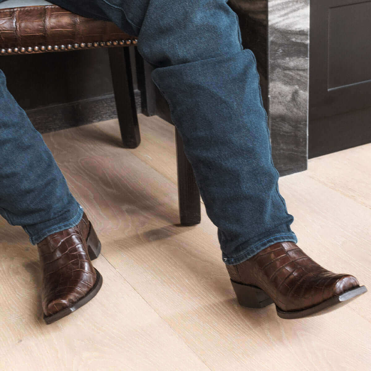 Men's Mocha American Alligator Cowboy Boots Travis by Vaccari Core