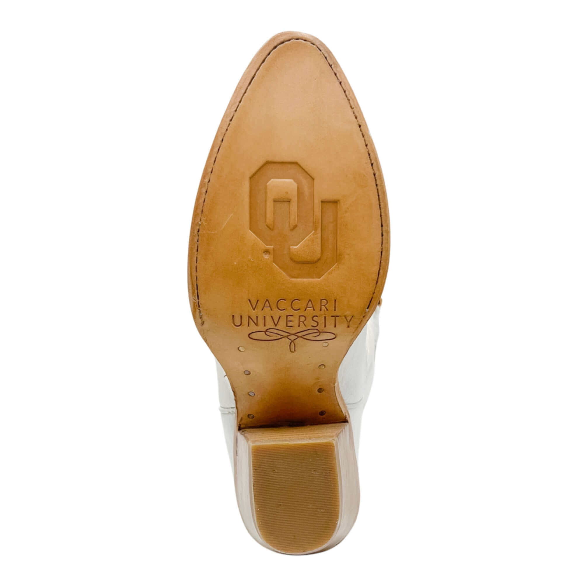 Women's University of Oklahoma Sooners All White Pointed Toe Cowgirl Boots Leighton by Vaccari