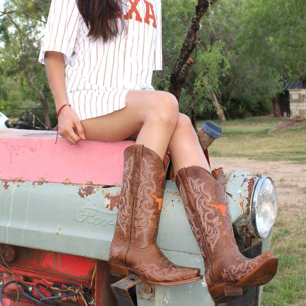 Women's University of Texas Brown Cowboy Boots Annie by Vaccari University
