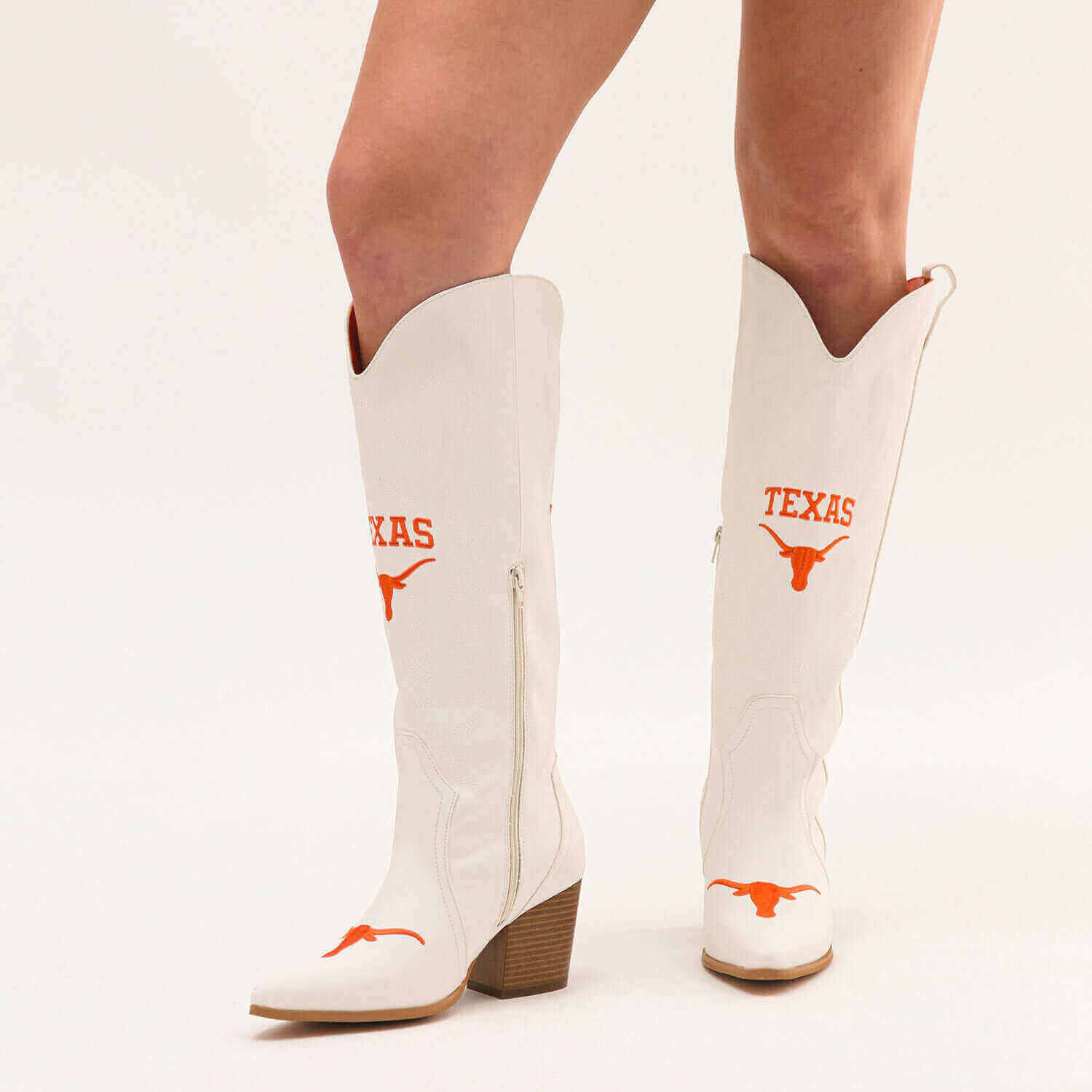 Women's University of Texas Tall White Cowgirl Boots Blair V by Vaccari