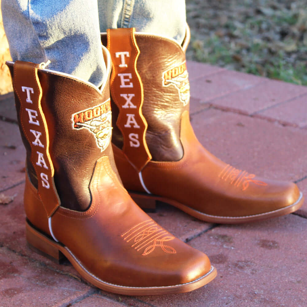 Kid's University of Texas Cognac Cowboy Boots by Vaccari University