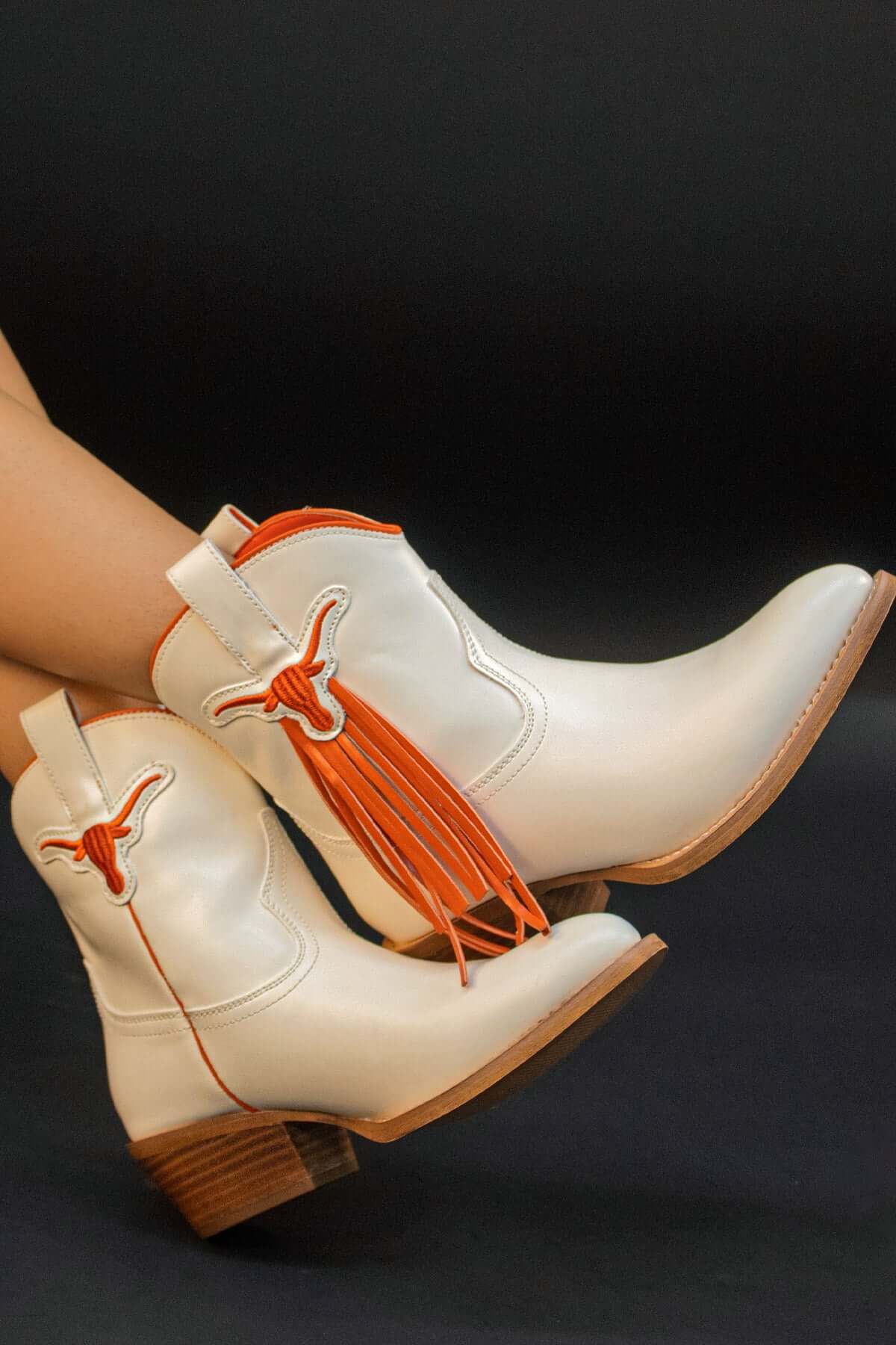 Women's University of Texas White Fringe Bootie Lucy by V by Vaccari