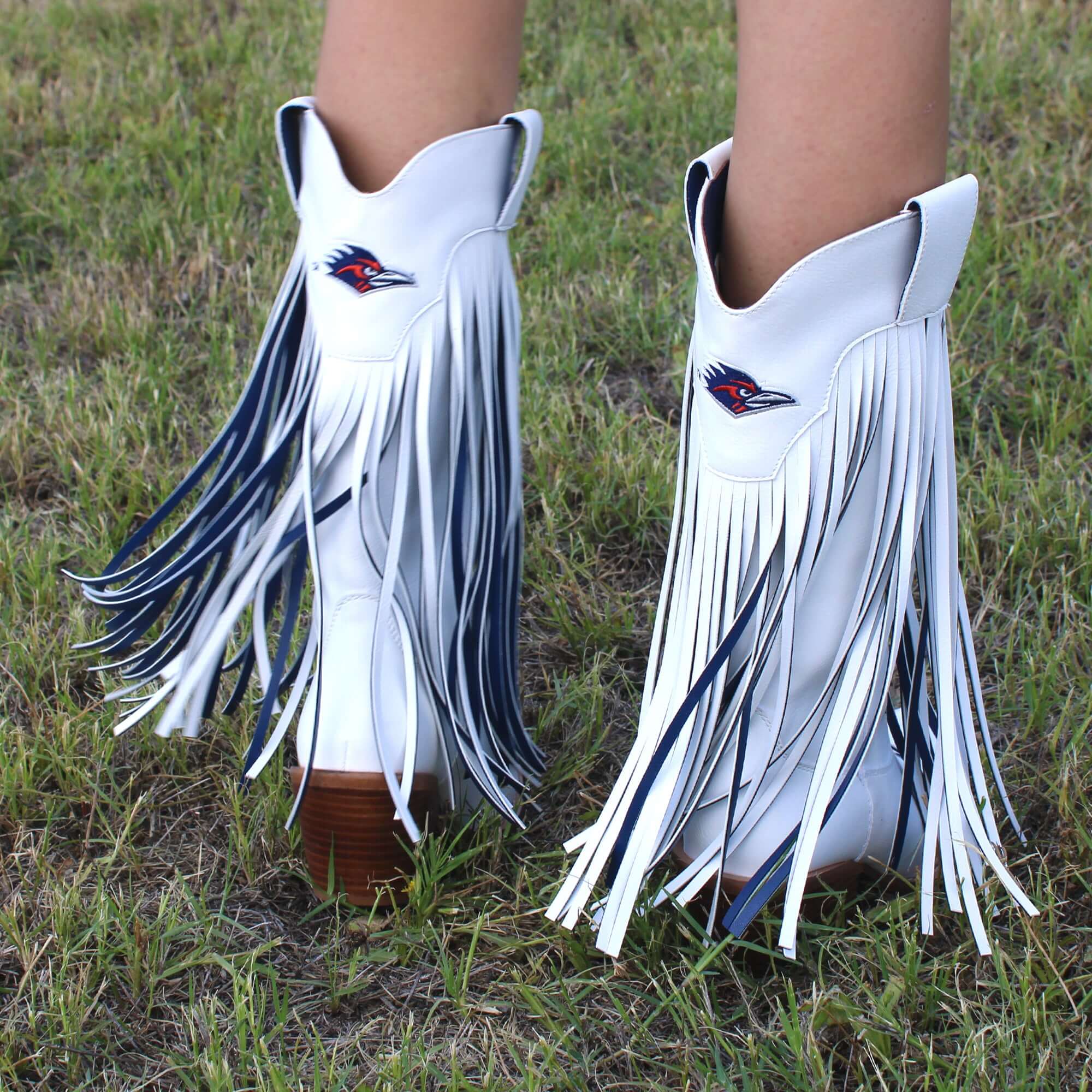 University of Texas at San Antonio Kacey White Fringe Boot By V By Vaccari