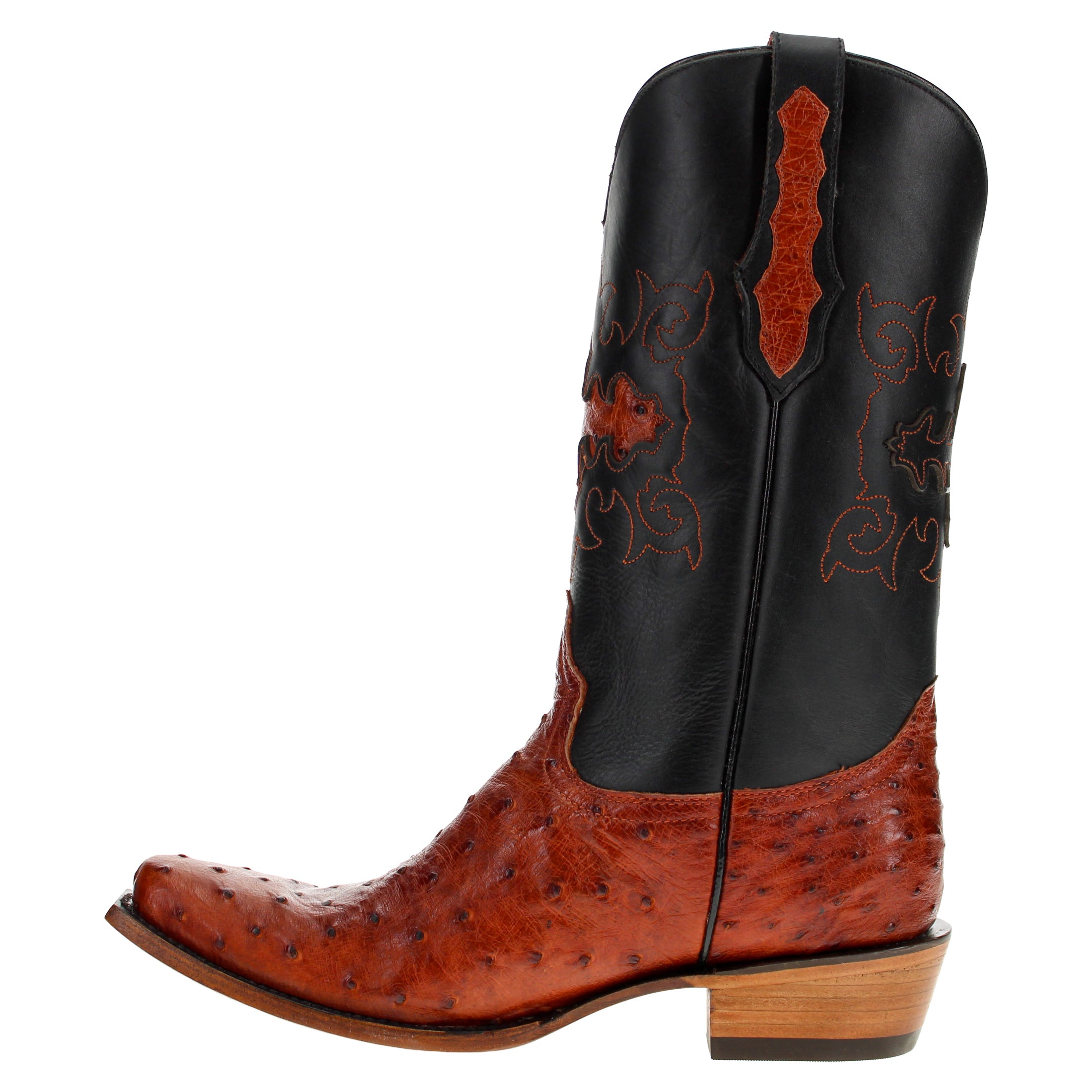 Men's Cognac Full Quill Ostrich JW Toe Cowboy Boots by Vaccari