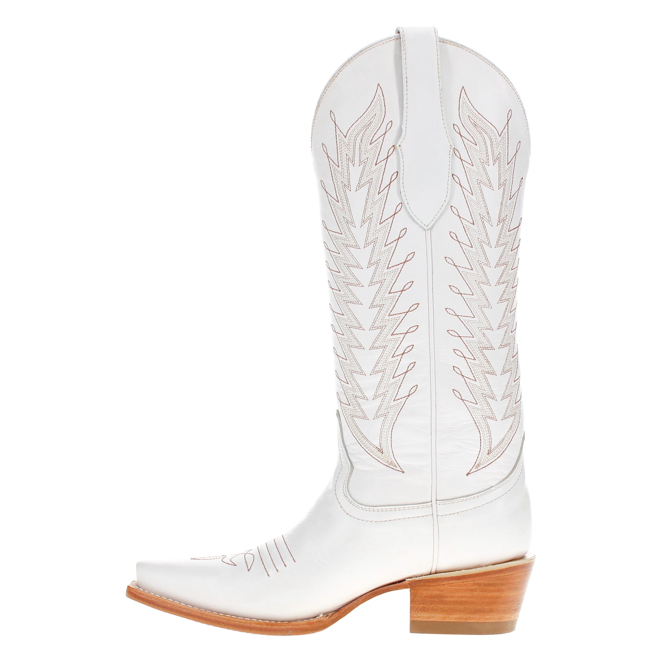 Women's White Feathered Stitched Snip Toe Cowgirl Bootsby Vaccari