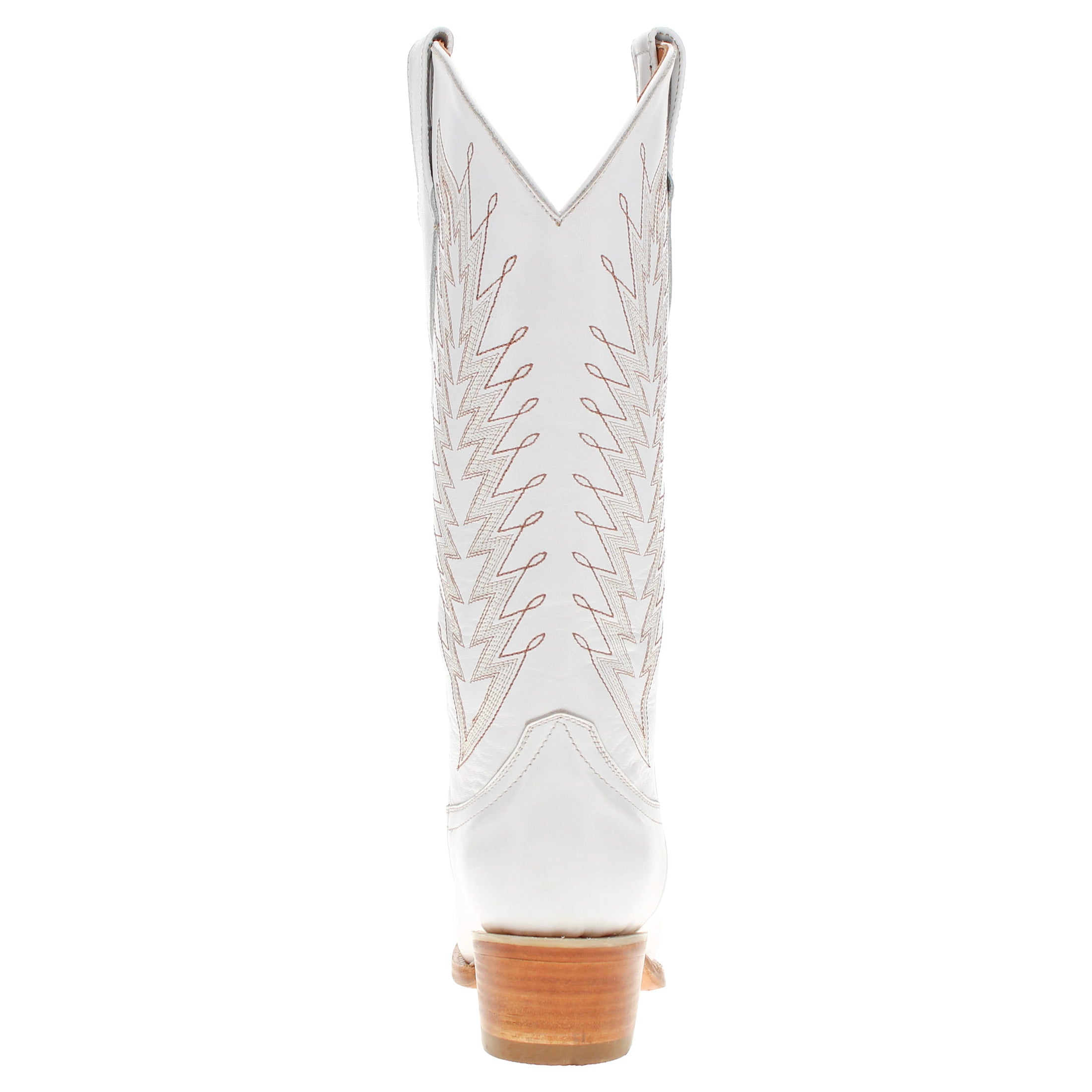Women's White Feathered Stitched Snip Toe Cowgirl Bootsby Vaccari