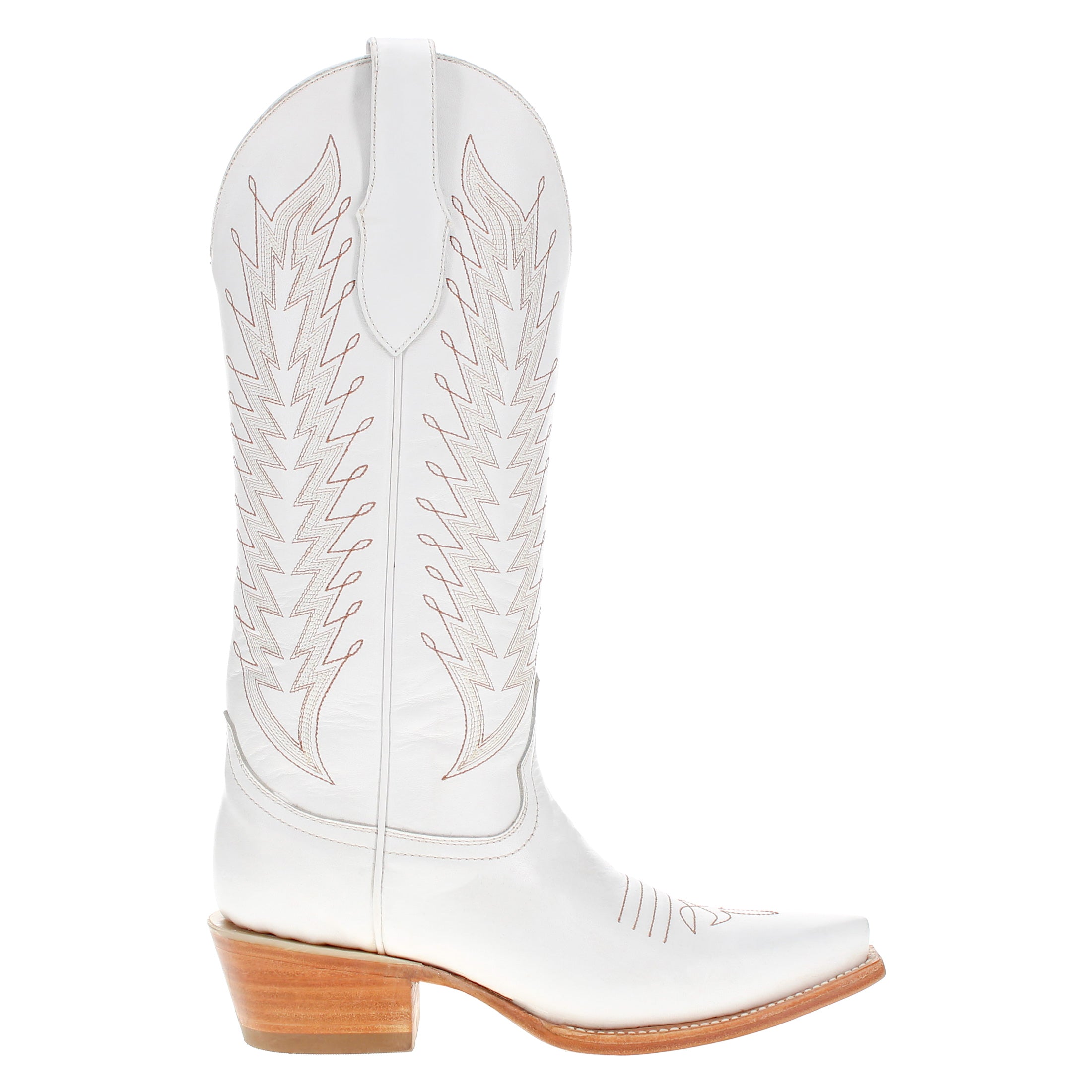 Women's White Feathered Stitched Snip Toe Cowgirl Bootsby Vaccari