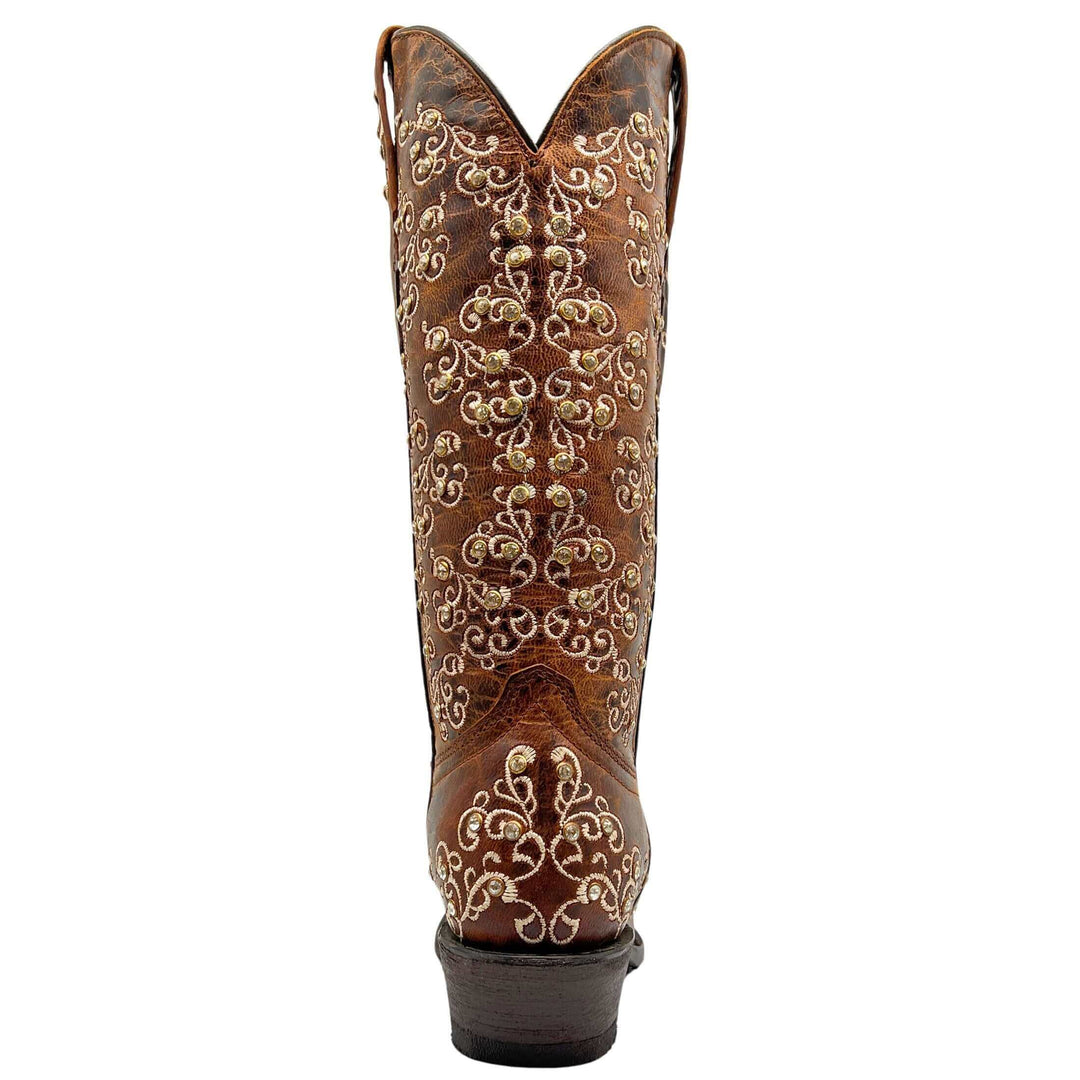 Women's Vaccari Cognac Snip Toe Crystal Embellished Cowgirl Boots | Brooklyn #select-a-toe_snip