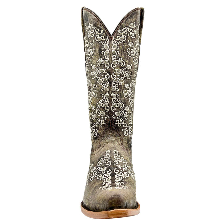 Women's Vaccari Distressed Brown Snip Toe Crystal Embellished Cowgirl Boots | Brooklyn