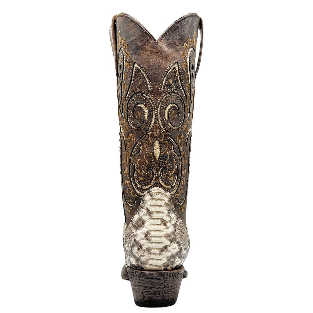 Women's Vaccari Python Snip Toe Cowgirl Boots with Glitter Inlays and Studs Eva