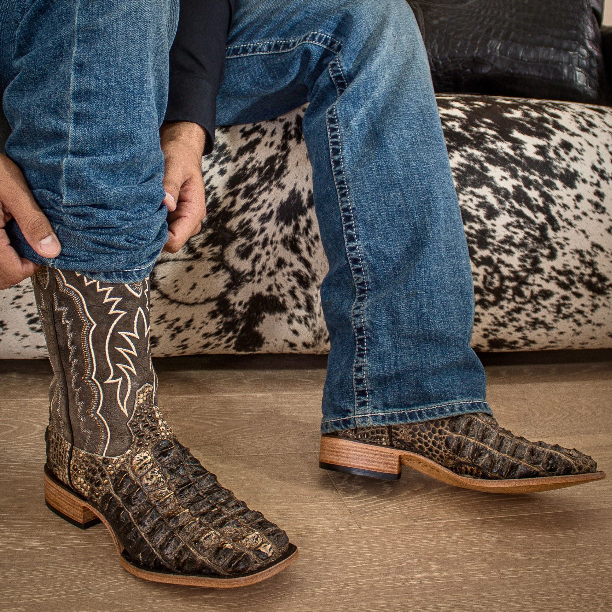 Men's Natural Hornback Alligator Boots | Vaccari Boots