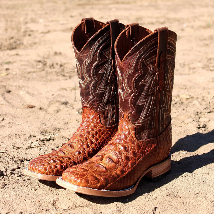 Men's Cognac Head Cut Alligator Zander Vaccari Boots