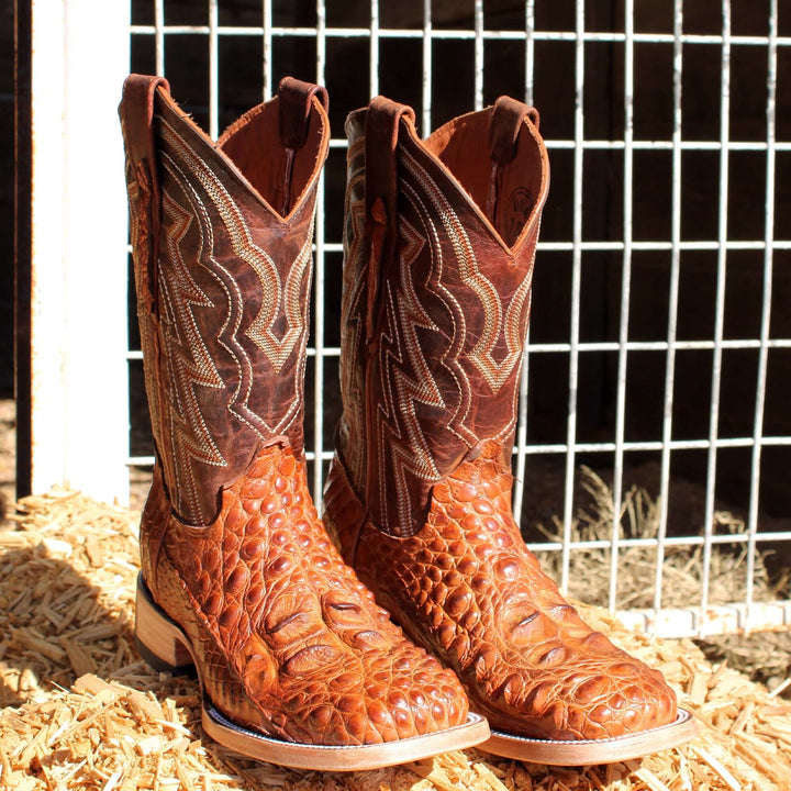 Men's Cognac Head Cut Alligator Zander Vaccari Boots