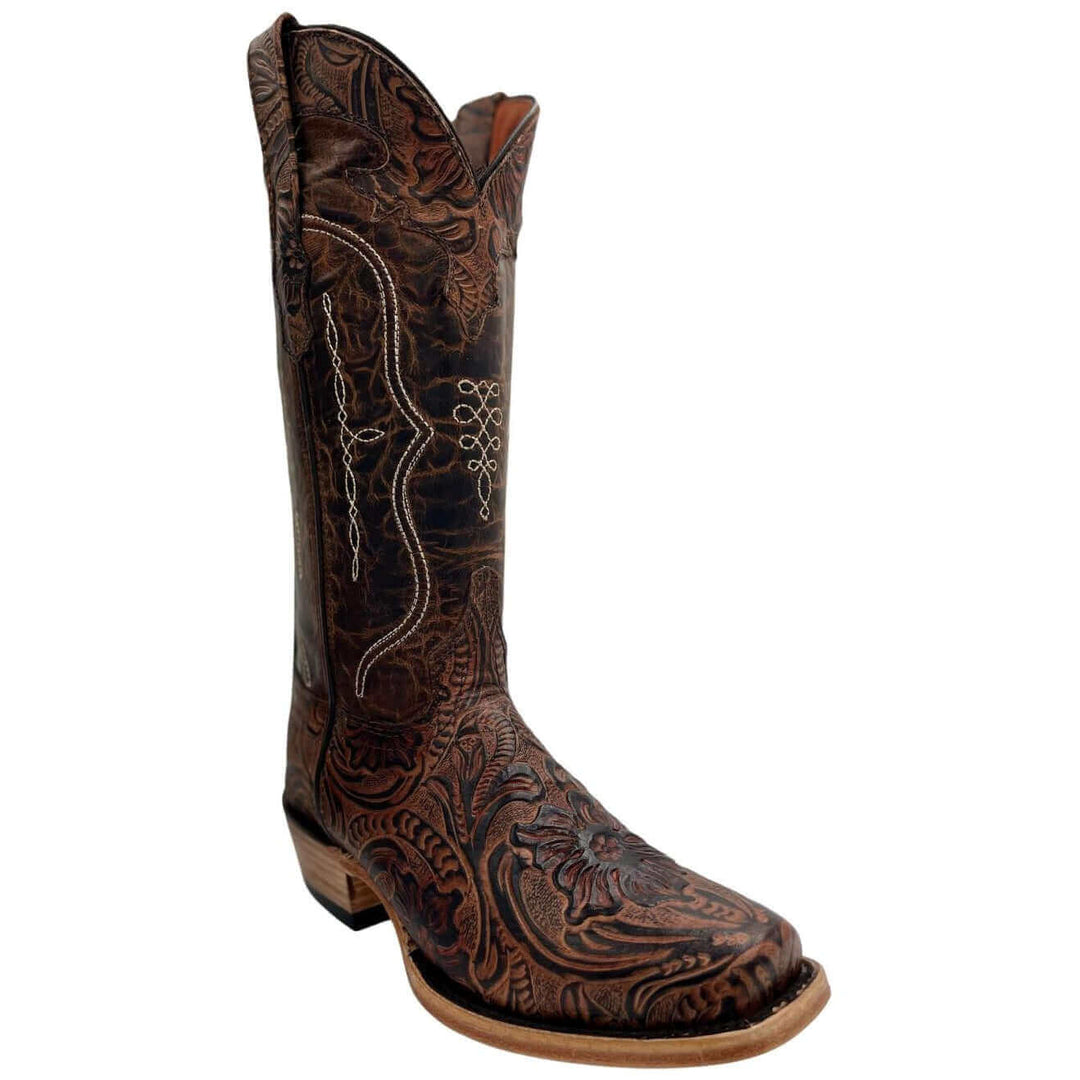 Womens Vaccari Hand-Tooled Narrow square Toe Boots