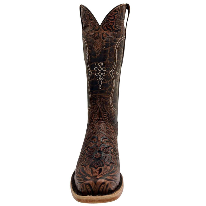 Womens Vaccari Hand-Tooled Narrow square Toe Boots