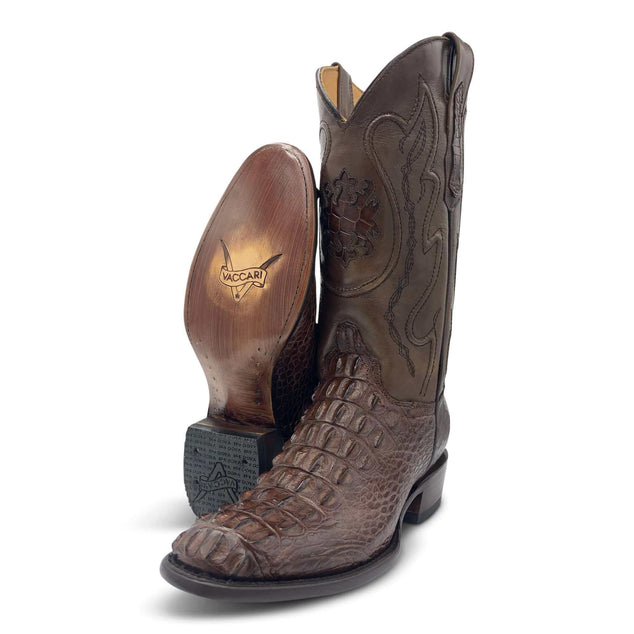 Mens Vaccari Mocha R Toe American Alligator Boots