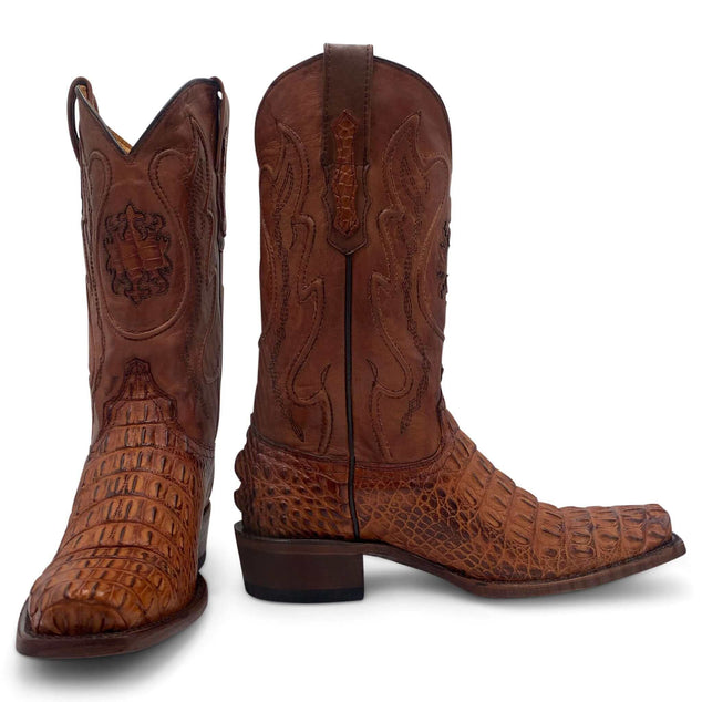 Mens Vaccari Cognac Bowie 7 Toe American Alligator Boots