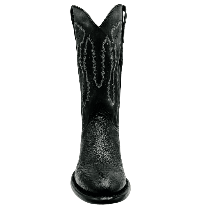 Men's Smooth Ostrich Cowboy Boots | Black Cowboy Boots Round Toe | Vaccari