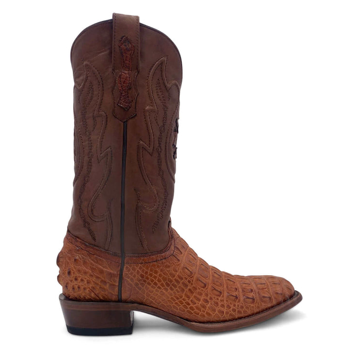 Mens Vaccari Cognac R Toe American Alligator Boots