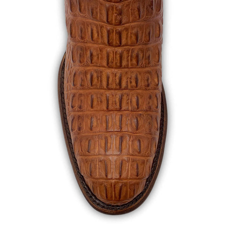 Mens Vaccari Cognac R Toe American Alligator Boots