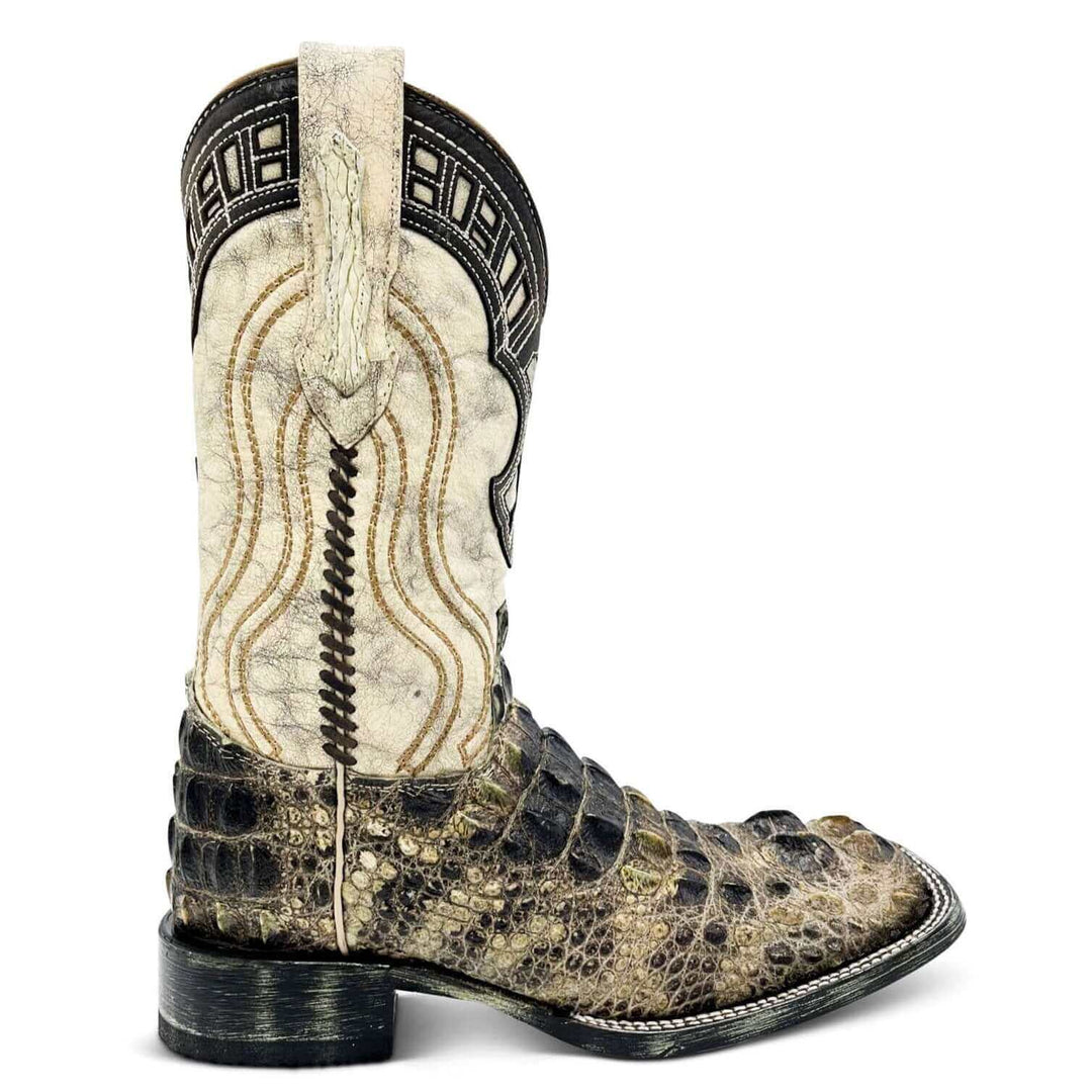 Men's Genuine Hornback American Alligator Square Toe Cowboy Boots by Vaccari