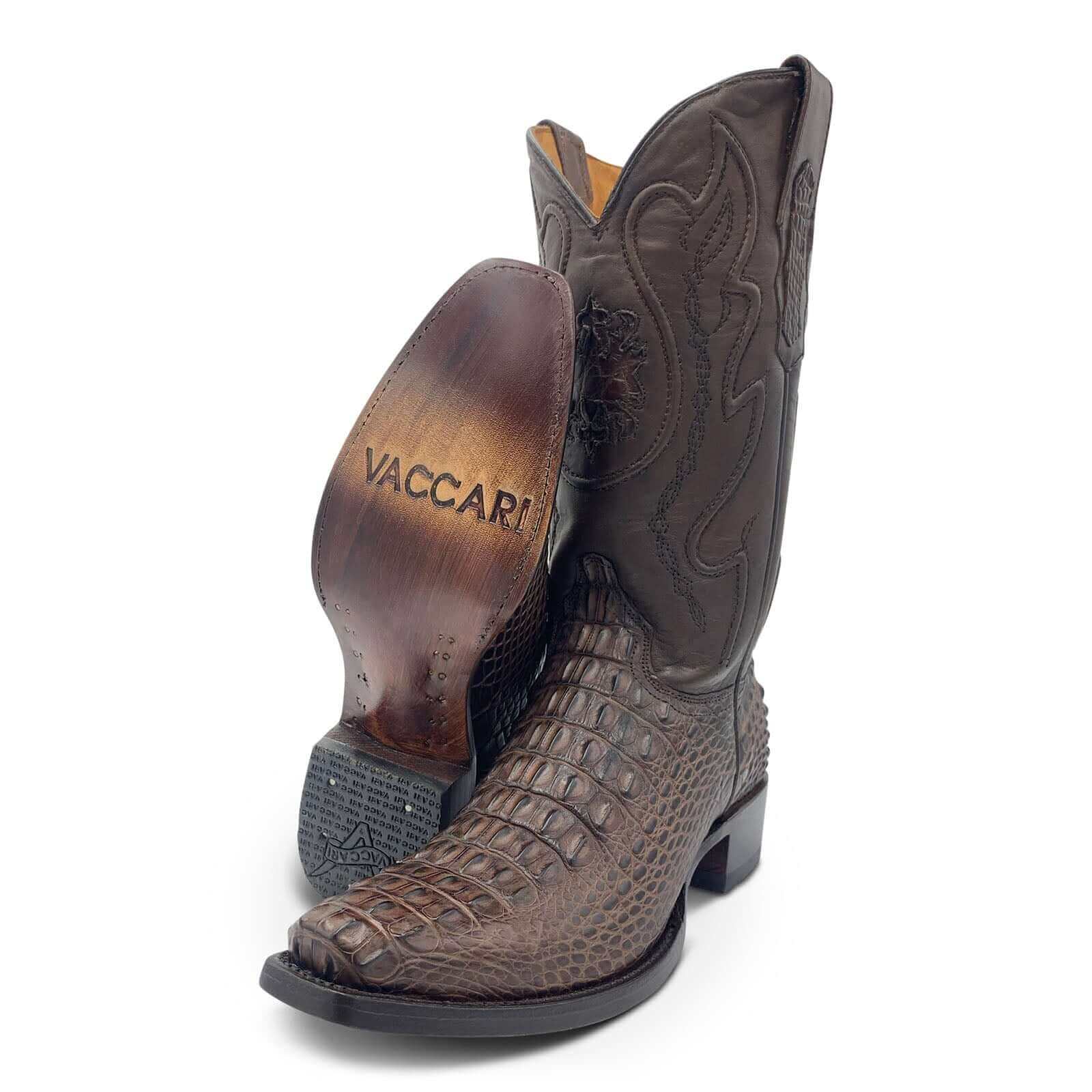 Mens Vaccari Mocha American Alligator 7 Toe Boots