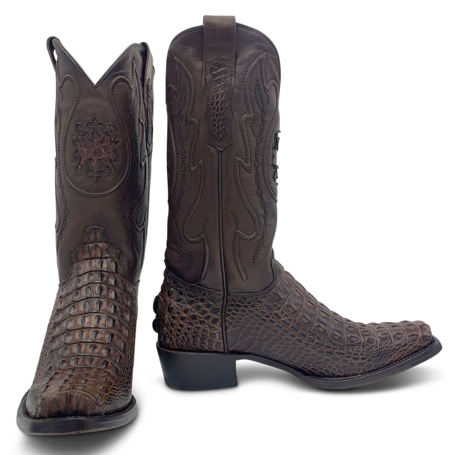 Mens Vaccari Mocha American Alligator 7 Toe Boots