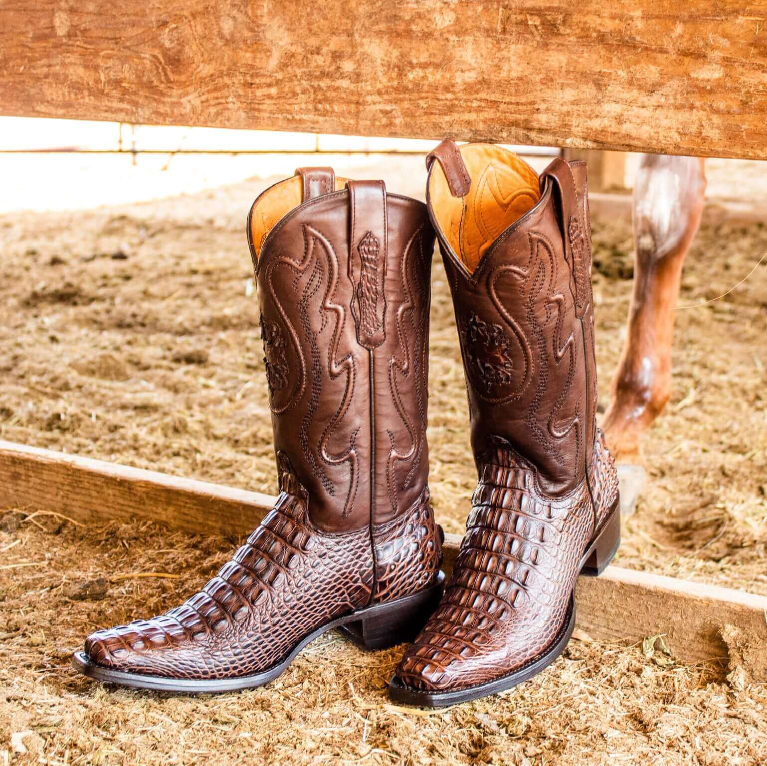 Mens Vaccari Mocha American Alligator 7 Toe Boots