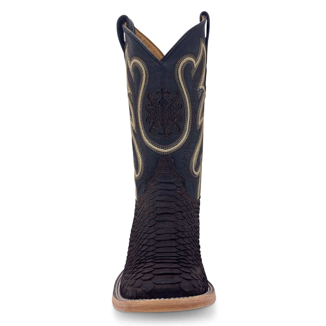 Mens Vaccari Matte Python Square Toe Boots