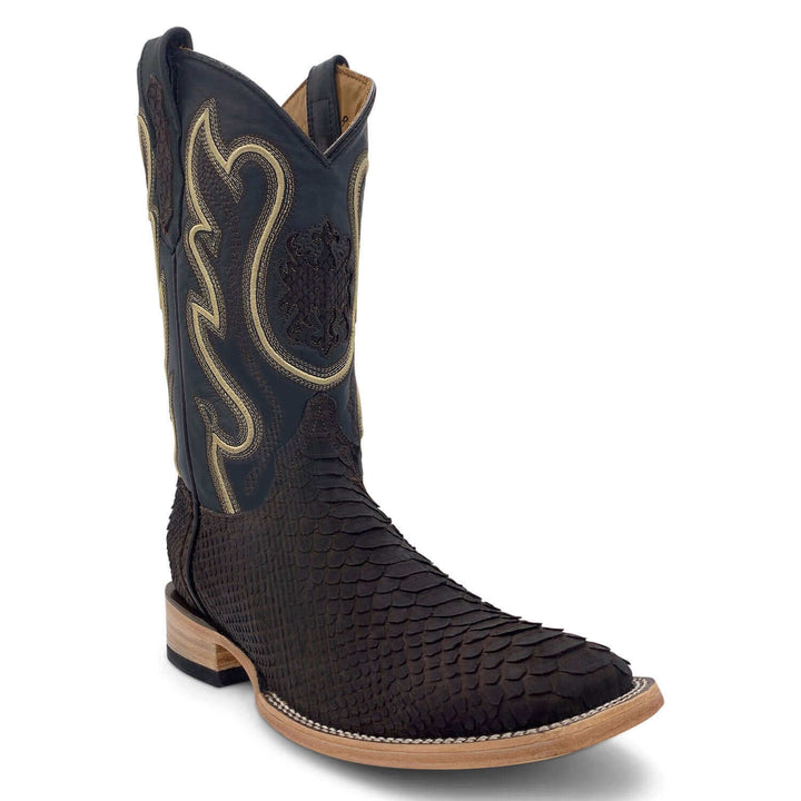 Mens Vaccari Matte Python Square Toe Boots