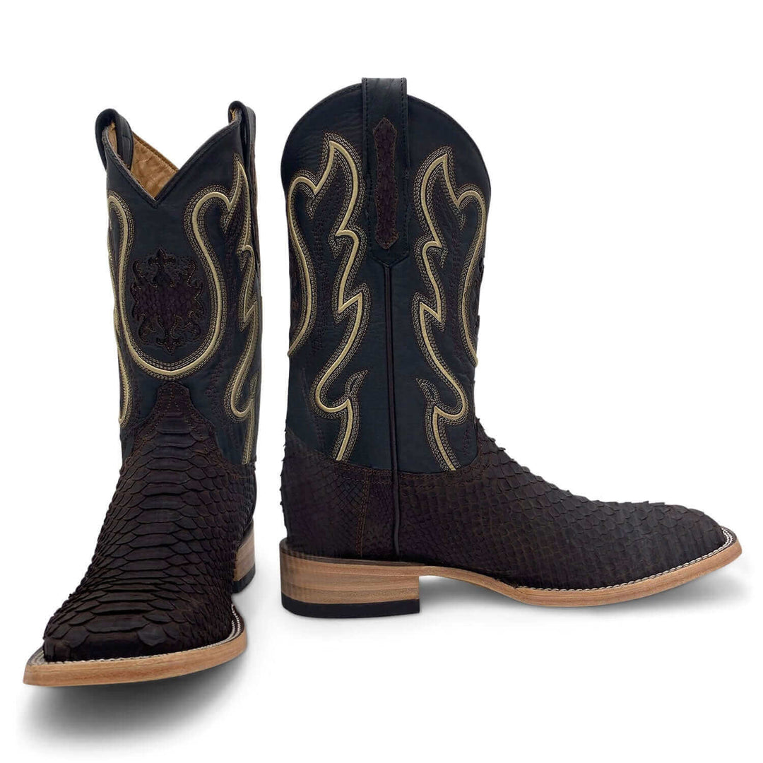 Mens Vaccari Matte Python Square Toe Boots