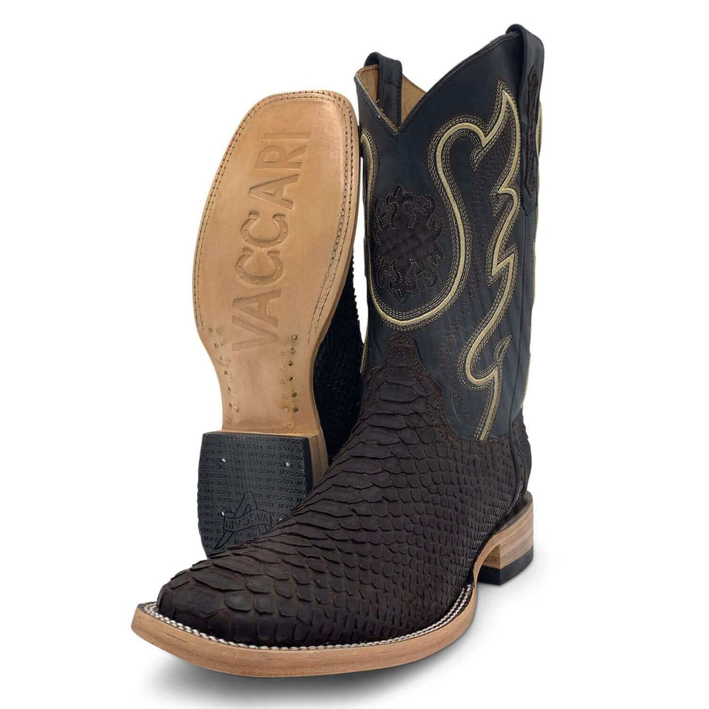 Mens Vaccari Matte Python Square Toe Boots