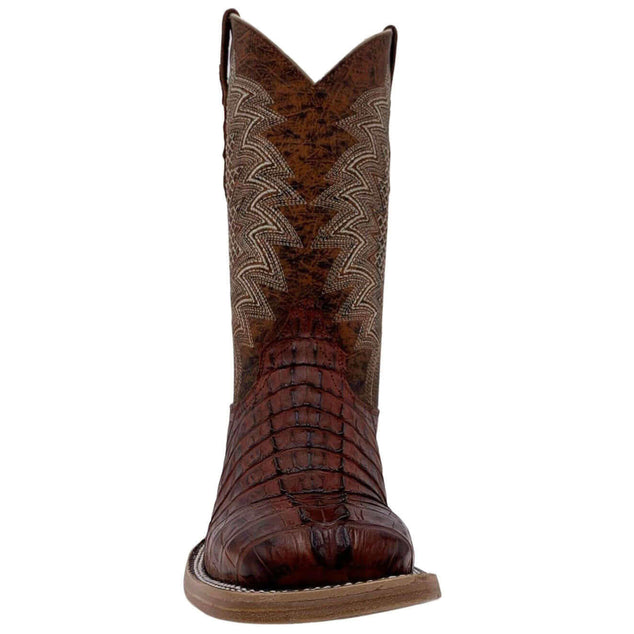 Mens Vaccari Cognac Caiman Tail Square Toe Boots
