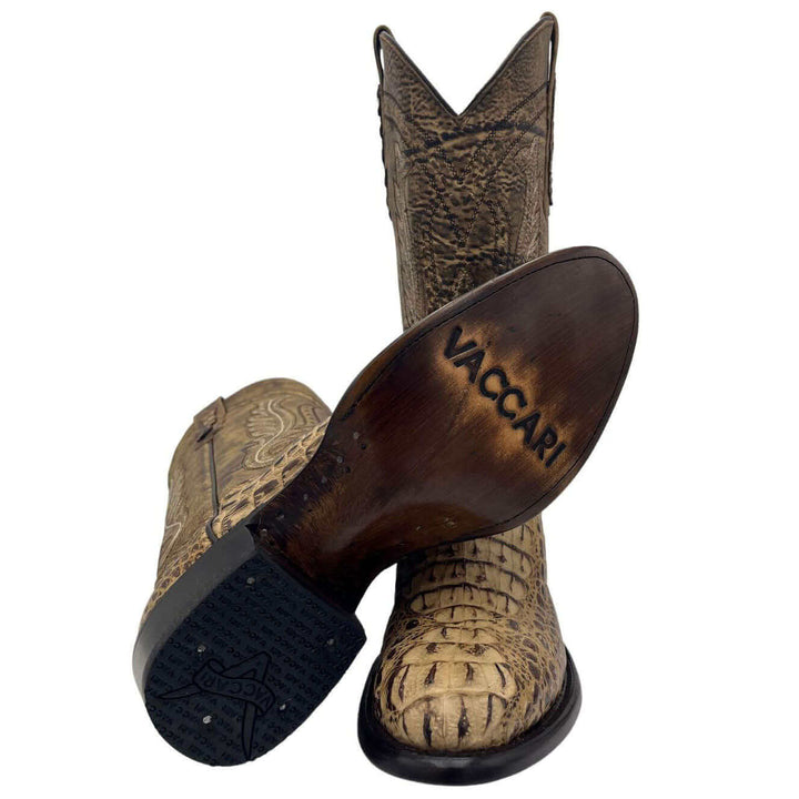 Men's Vaccari Head Cut Caimain Mocha Round Toe Boots